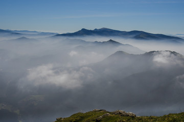 Overview of the Basque mountains from the Ganekogorta 