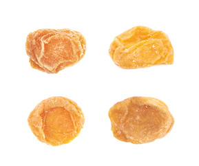 Single dried apricot isolated