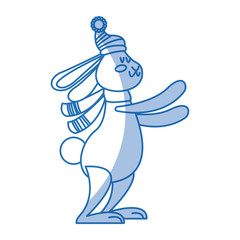 cute rabbit with scarf winter christmas image vector illustration