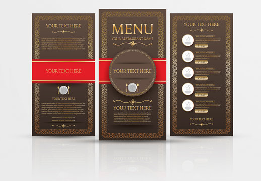 Restaurant Menu with Gold Accents Layout 1