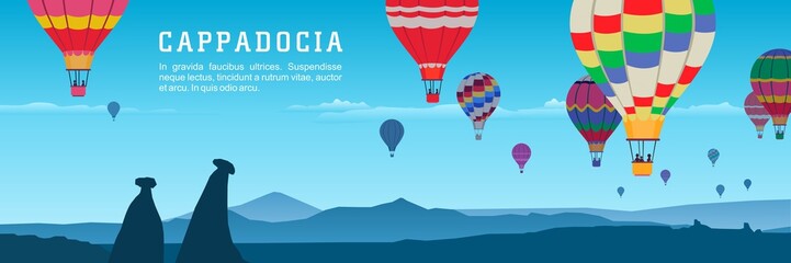 Fototapeta na wymiar Cappadocia and balloon travel in the sky