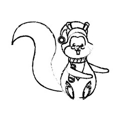 christmas squirrel animal character with hat scarf and nuts vector illustration