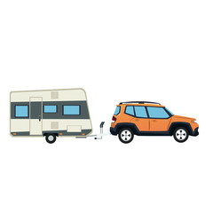 suv car and trailer camping adventure travel vector illustration
