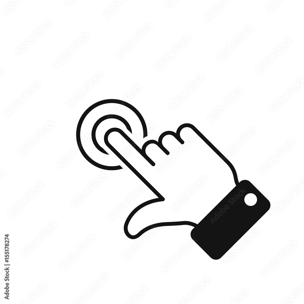 Poster hand click touch icon, vector isolated simple symbol.