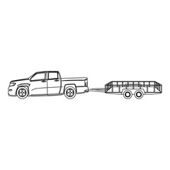 pickup truck and dump trailer work transport vector illustration © Jemastock