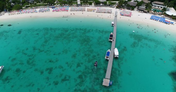 Top view aerial shot of ship port at Koh Racha Yai island, Phuket, Thailand