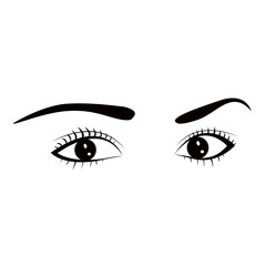Beautiful woman eye. Vector illustration. Ink drawing. Black and white.