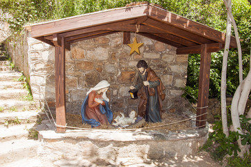 Joseph Mary and Baby Jesus statues in Virgin Mary house, Ephesus , Turkey