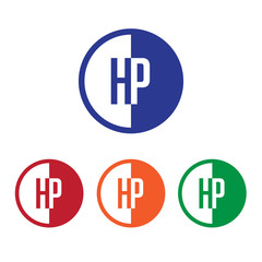 HP initial circle half logo blue,red,orange and green color