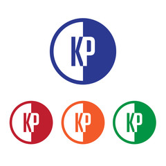 KP initial circle half logo blue,red,orange and green color