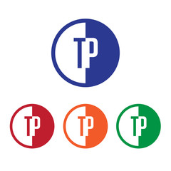 TP initial circle half logo blue,red,orange and green color
