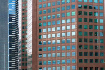 Architecture background of densely packed skyscrapers