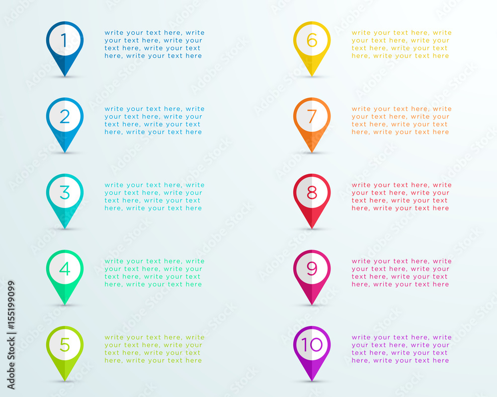 Poster number bullet point markers 1 to 10 c