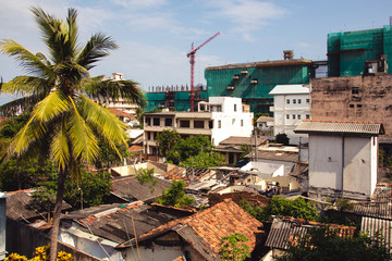 Rooftop view of a neighbourhood in the city of Colombo undergoing construction.