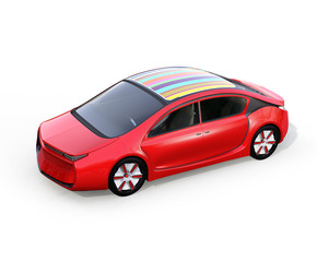 Fototapeta na wymiar Red electric car isolated on white background. 3D rendering image.