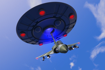 A combat jet hits an ufo © rtype