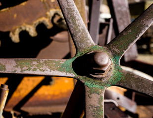 Steering wheel for machinery at an abandoned gold mine