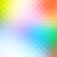 Fototapeta na wymiar Rainbow colors rows of triangles background, square