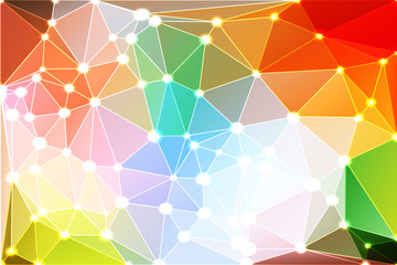 Rainbow colors geometric background with mesh and lights