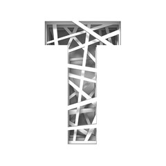 Paper cut out font letter T 3D