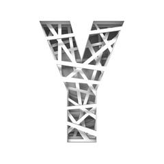 Paper cut out font letter Y 3D