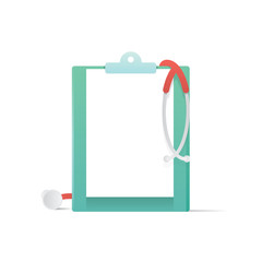 Clipboard  and Stethoscope illustration vector on white background. Medical concept.