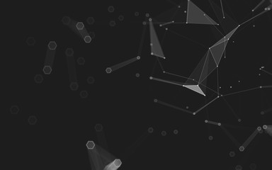 Abstract polygonal space low poly dark background, 3d rendering