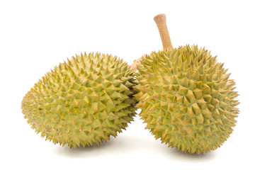 King of fruits, Durian on white background.