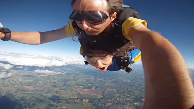 Skydiving tandem selfie