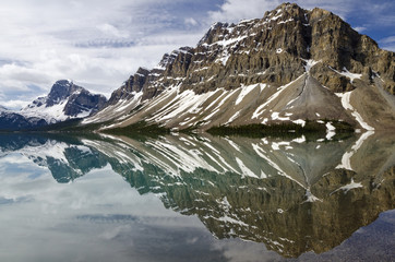 Crowfoot Mountain reflected in Bow Lake, in Banff national park