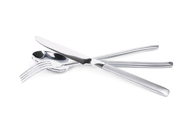 Knife, fork and spoon composition isolated