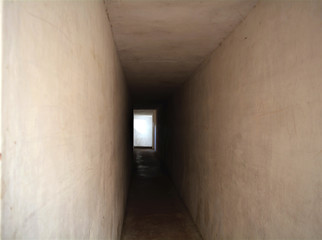 An old white tunnel from Amer Fort in Jaipur, India.