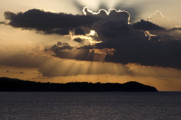 Montego Bay sunset with crepuscular rays