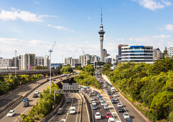 Highways traffic in Auckland in New Zealand - obrazy, fototapety, plakaty