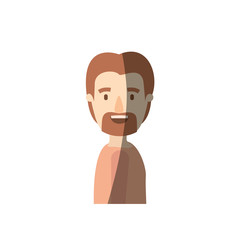light color shading caricature side view man with moustache and beard vector illustration