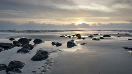 Sunrise over the sea. Sunrise on foreground