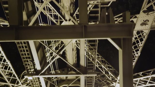 View From Moving Elevator In Eiffel Tower, Paris, France