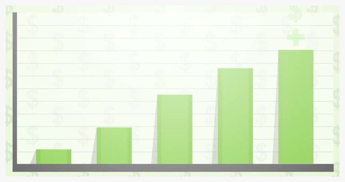 Growth bar graph with $ dollar sign animated on brackground