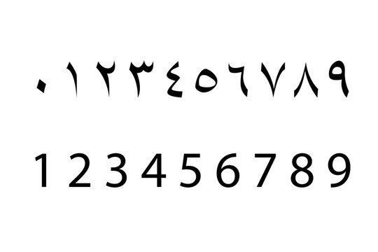 Set of arabic numbers  , vector