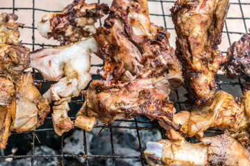 Grilled pork ribs on the grill