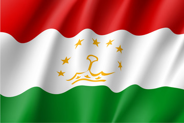 Tajikistan national flag. Patriotic symbol in official country colors. Illustration of Asian state flag. Vector icon