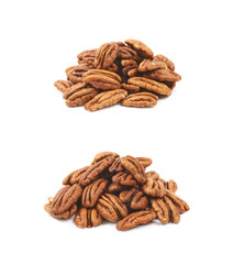 Pile of pecan nuts isolated