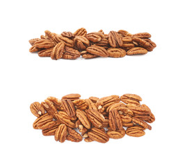 Pile of pecan nuts isolated