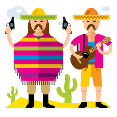 Vector Travel Concept Mexico. Flat style colorful Cartoon illustration.