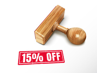 15 percent off text and stamp
