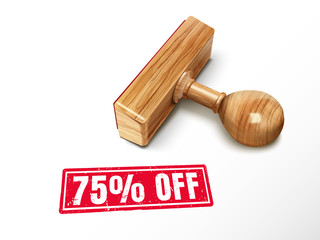 75 percent off text and stamp