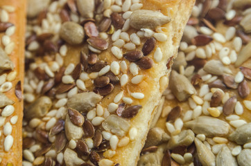 cookies with cereals: sesame, seeds. Top view. Cooking concept. Concept of healthy food.