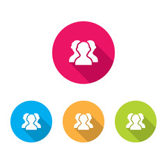 Modern Group of People or Social Icons With Long Shadow