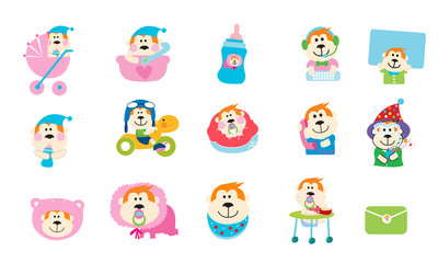 Obraz premium baby icon set with Gorilla concept