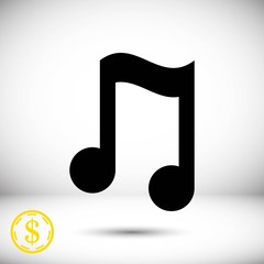 Music note icon stock vector illustration flat design